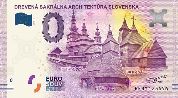 0 Euro Souvenir bankovka - Drevená sakrálna architektúra Slovenska 2019-1