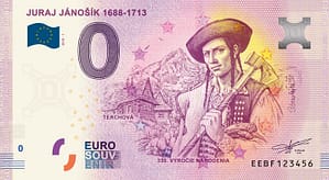 0 Euro Souvenir bankovka - Juraj Jánošík 1688-1713