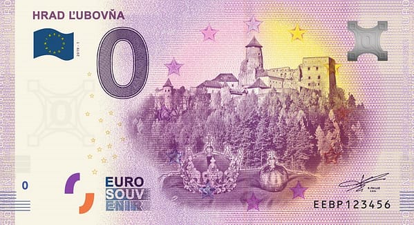 0 Euro Souvenir bankovka - Hrad Ľubovňa 2019-1