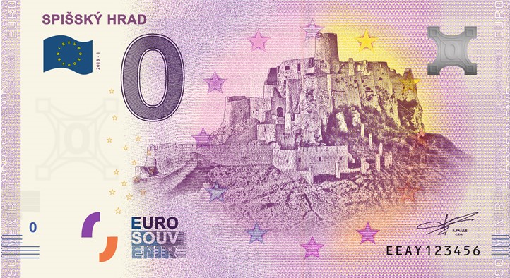 0 Euro Souvenir bankovka - Spišský hrad 2018-1